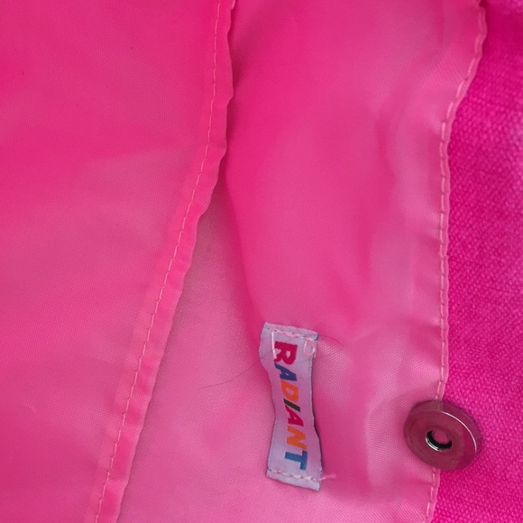 Pink Tote Bag Sequins Hot Pink Neon Snap Button Closure - Picture 10 of 11